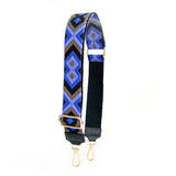 Leather bag Strap blue tapestry in leather made in Italie