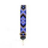 Leather bag Strap blue tapestry in leather made in Italie, colorr