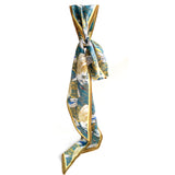 Satin scarf with Japanese stork design, knot