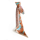 Satin scarf blue and beige side knot