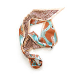 Satin scarf blue and beige knot