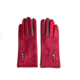 Gloves velvet multicolor burgundy