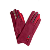 Gloves velvet multicolor burgundy