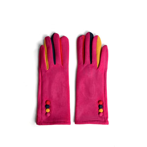 Gloves velvet multicolor pink orange purple