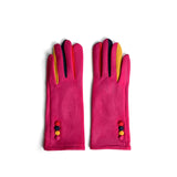 Gloves velvet multicolor pink practical