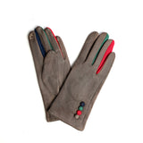 Gloves velvet multicolor taupe
