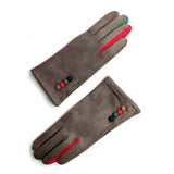 Gloves velvet multicolor taupe front back