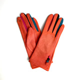 Gloves velvet multicolor orange