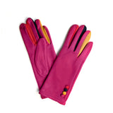 Gloves velvet multicolor pink
