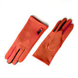 Gloves velvet multicolor front back orange