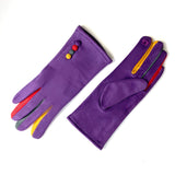 Gloves velvet multicolor purple front back