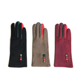 Gloves velvet multicolor trio