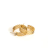 Gold hoop earrings with lace design, made with high quality stainless steel flat