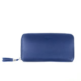 Leather wallet tassel blue