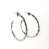 Silver Hoop Earrings with bamboo design, made with high quality stainless steel 