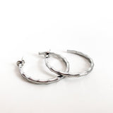 Silver Hoop Earrings with bamboo design, made with high quality stainless steel flat