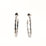 Silver Hoop Earrings with bamboo design, made with high quality stainless steel front